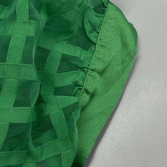 English Factory Women’s Gridded Organza Tiered Button-Up Maxi Dress Green Size M - Picture 3 of 11